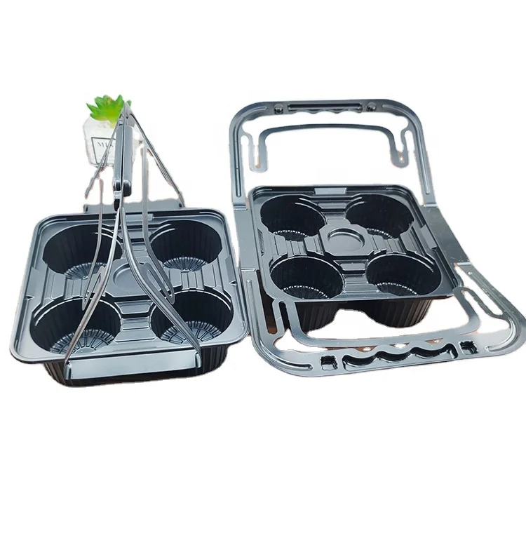 Disposable PP Plastic 4 Cups Holder Tray Beverage  Cup Carrier Holder Coffee Cup Tray