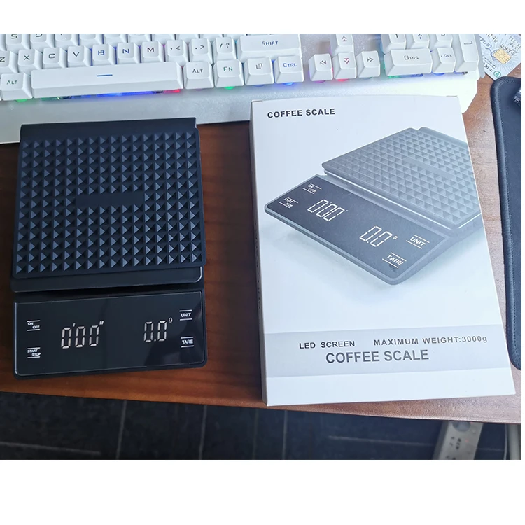 weikang small digital kitchen coffee scale with timer 3k/ 0.1g