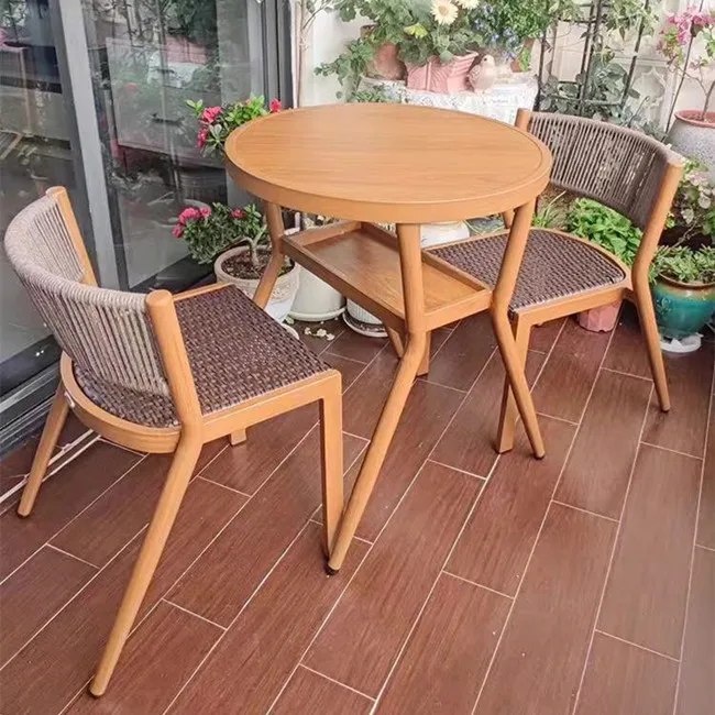 Leisure Outdoor Waterproof Furniture Aluminum Frame Wicker Rattan Garden Restaurant Dining Chair