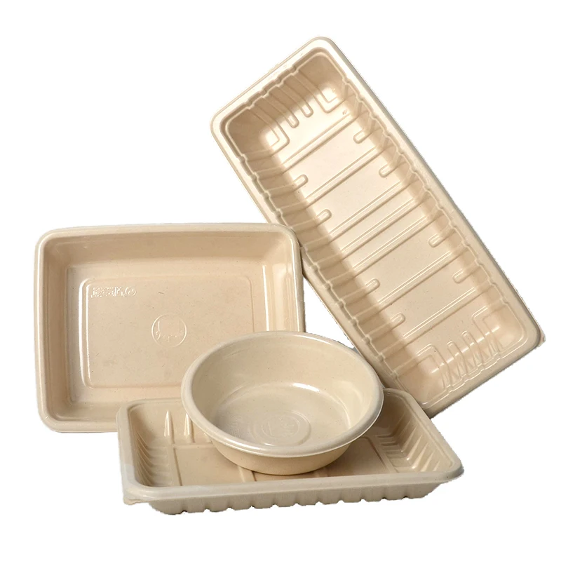 Custom Biodegradable Pulp Packaging Meat Tray Air Conditioner Box Food Sushi Sugar Pet Food Potato Chips-Stamped Plate Tray
