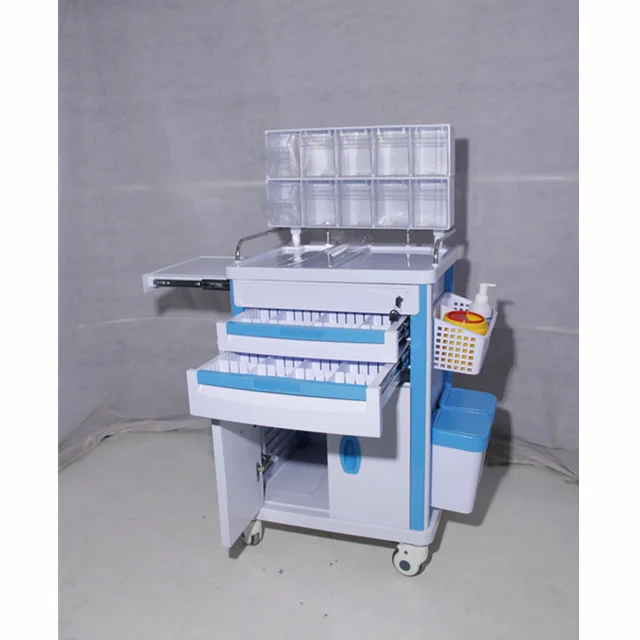 Best price hospital equipment nurse cart medical anesthesia trolley for ICU operating room