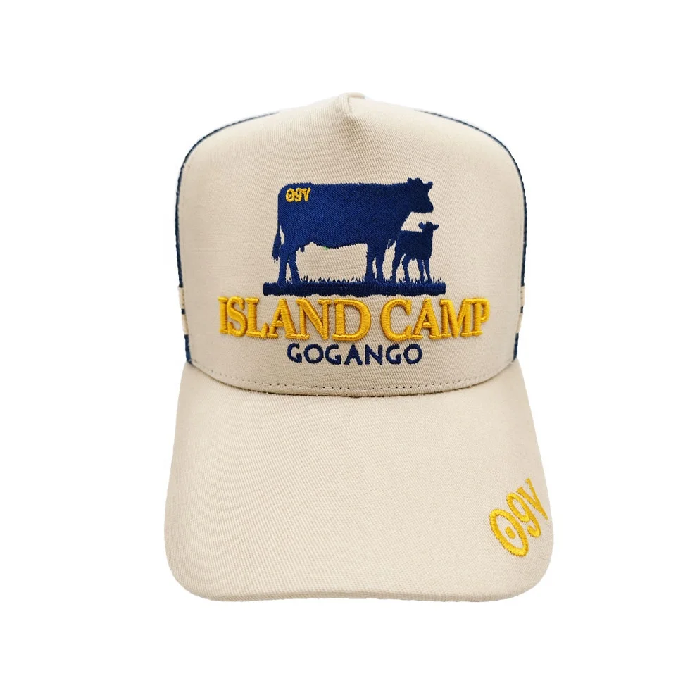 Fashion customized embroidery patches country trucker hats 5 panel High Profile two stripes structured Trucker Caps Hats