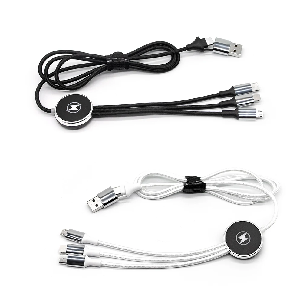 Promotional Gift OEM  Multi-function Braided Multi  Cable 6 In 1 LED Logo USB Charging Cable