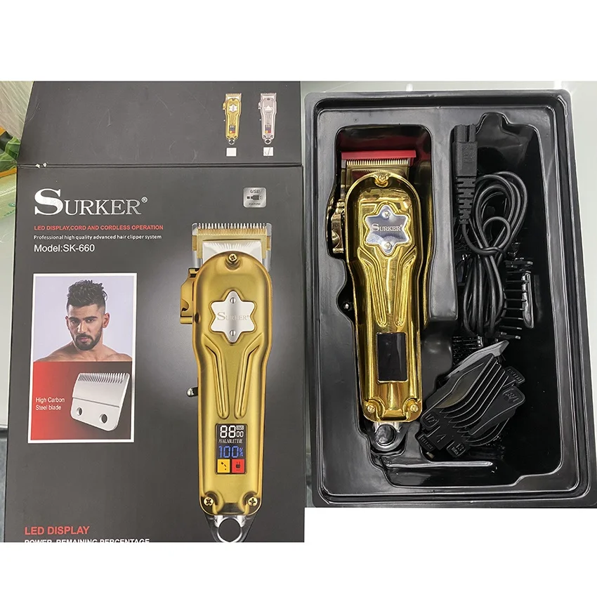 Машинка для стрижки волос Surker SK660 Pop, триммер для бороды, аккумуляторный, тихий