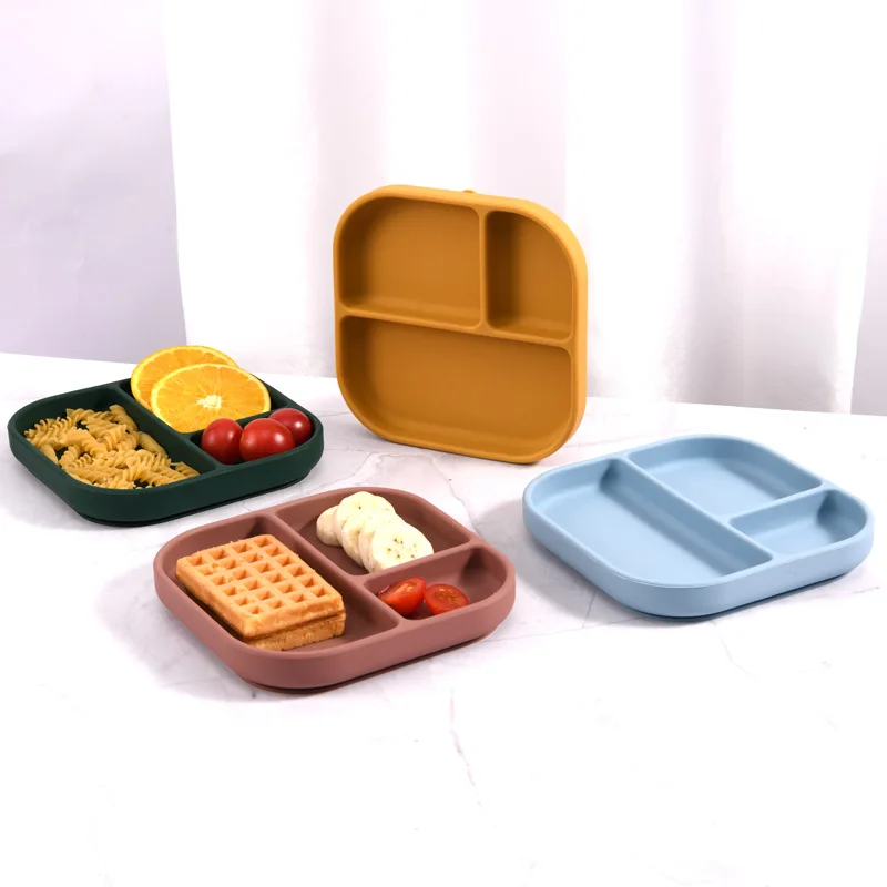 Food Grade Silicone Irregular One-piece Silicone Baby Feeding Bowls Dishes Silicone Baby Plate