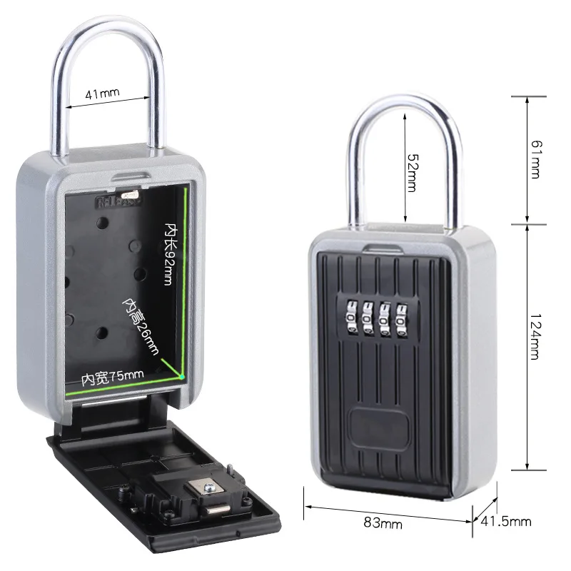 Combination Key Lock Box Padlock Style 4 Digital Password Key Safe Outdoor Lock Box