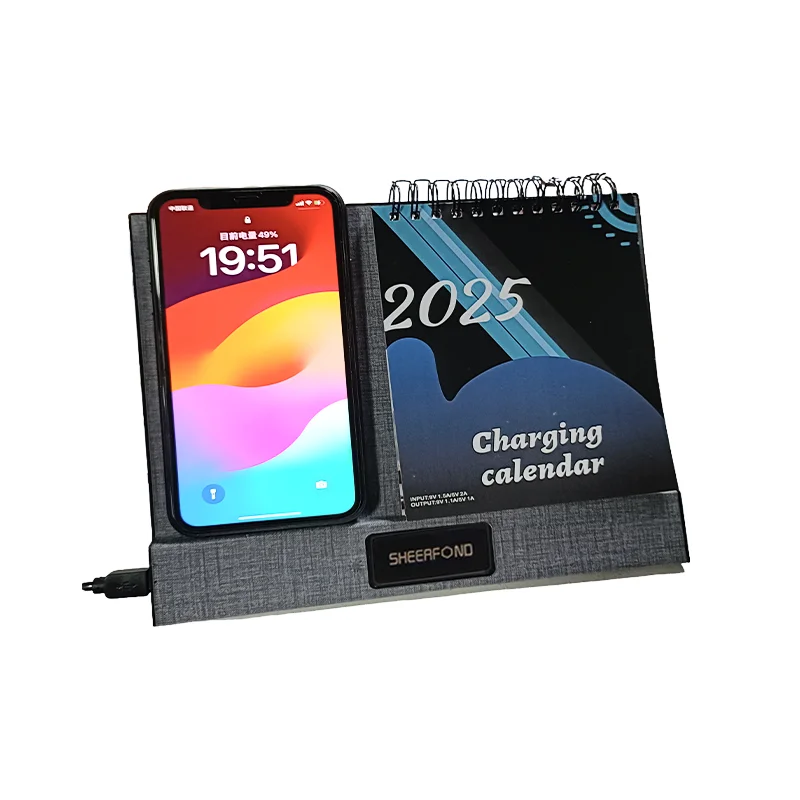 Promotion Desk calendar 2025 and 2026 2-in-1 advent desk  Calendar with wireless charging for Business gifts