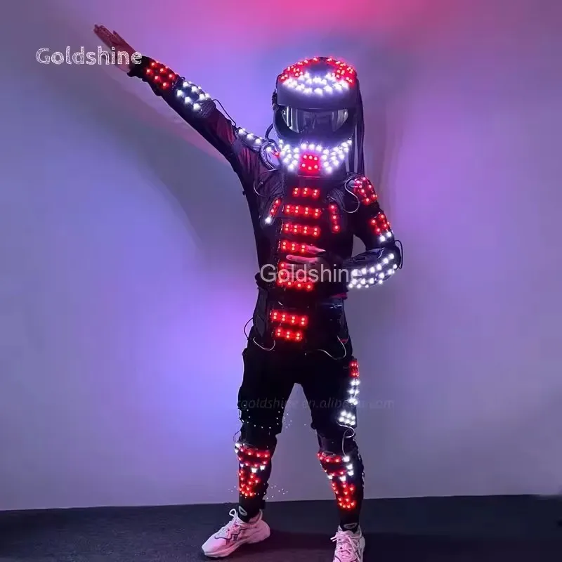 Rechargeable multicolor adults LED robot Alien Predator dance performance clothing for nightclub Party Bar