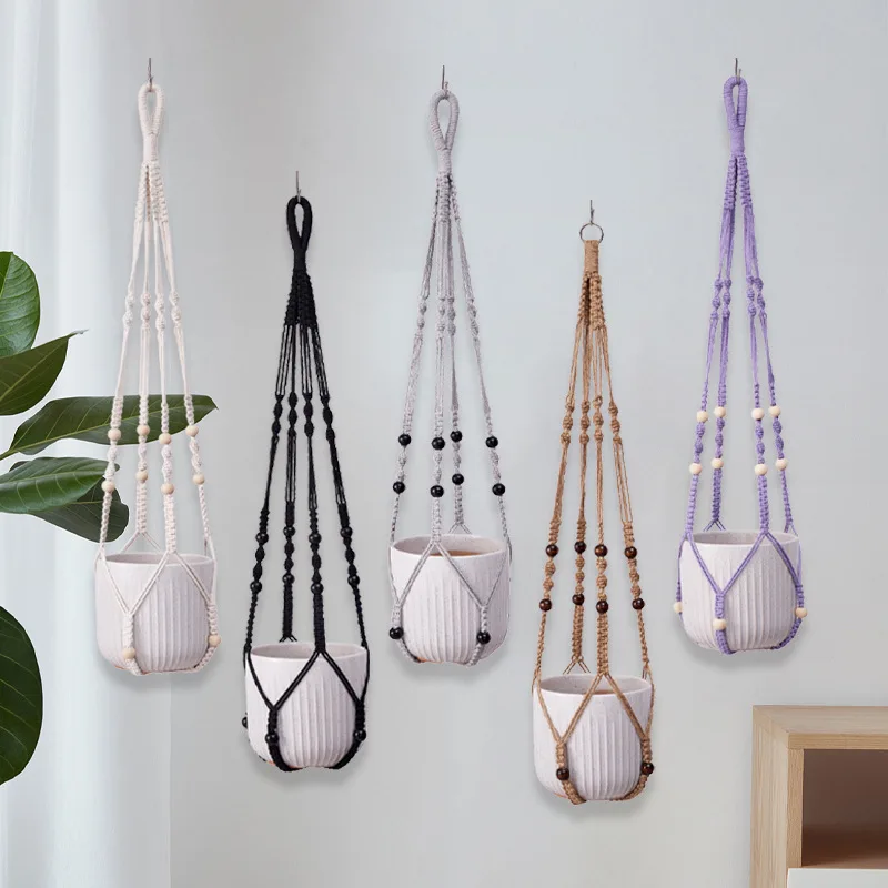 Amazon Planter Basket Decorative Cotton Rope Flower Plant Hangers Pot Holder Wall Hanging For Home Decor