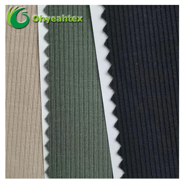 Warehouse 290GSM 44% Recycled Polyester 43%Bamboo 13%Spandex 2x2 Rib Fabric For Sportswear