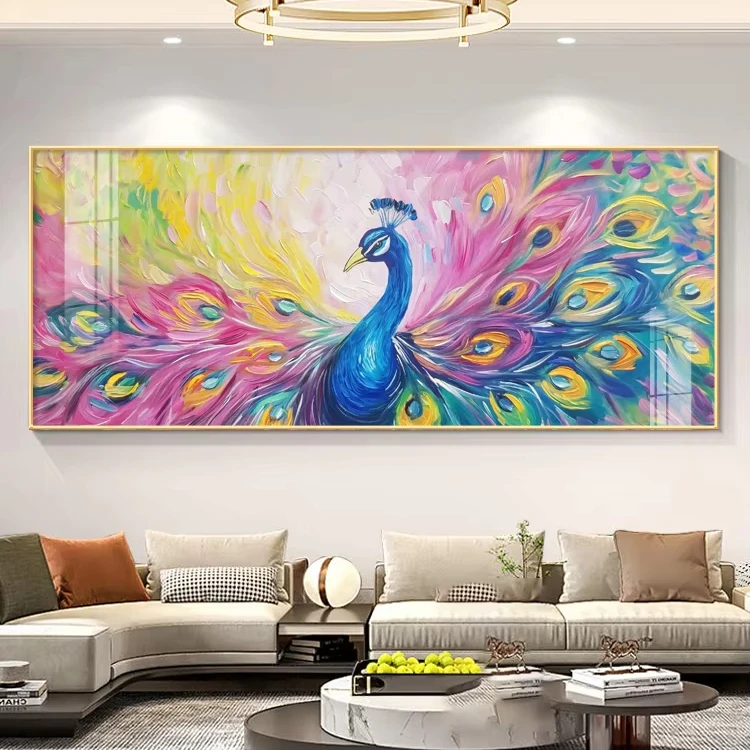 Peacock Living Room Decorative Painting Oil Painting Premium Texture Wealthy Sofa Background Hanging Painting
