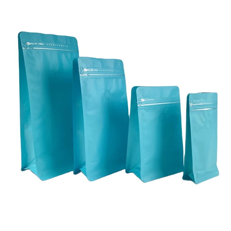 Factory Wholesale Flat Bottom Bags 250g 500g 1kg Mylar Coffee Bean Tea Bags With Valve And Tab Zipper