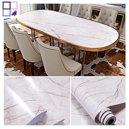 Modern removable wall sticker peel and stick panel tiles waterproof marble stone film foil for bathroom