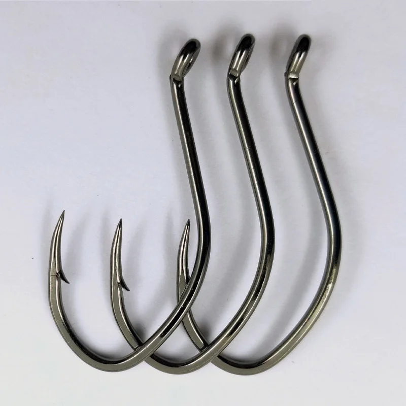 TOPIND 100pcs/bag 8083 High Carbon Steel Fishing Hooks Offset Catfish Hook With Black