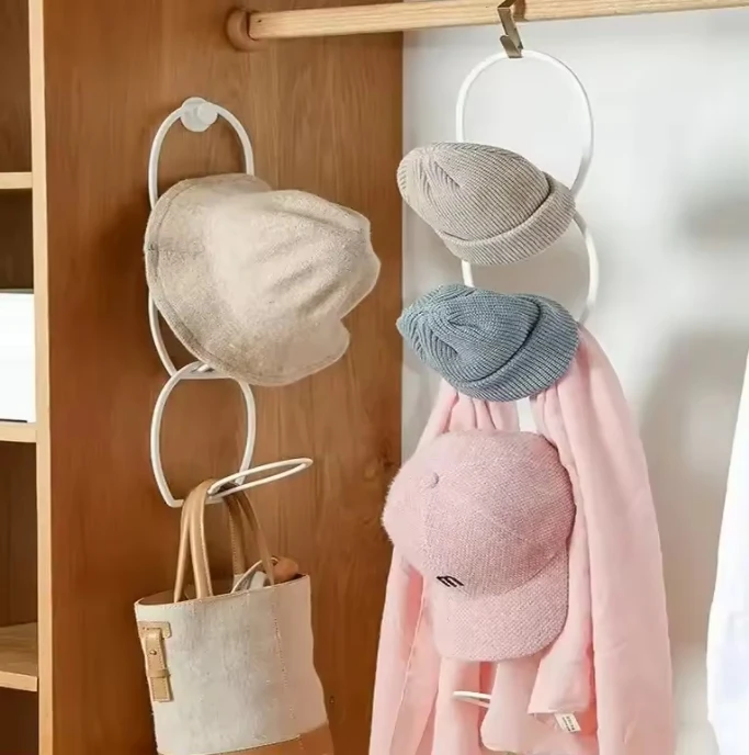 Closet wall towel bag display hanger metal folding 5 layer scarf tie hat rack organizer