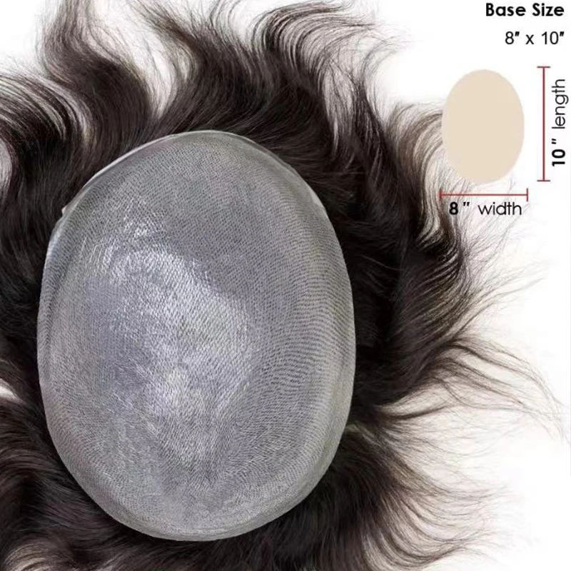MONO BASE 8X10 v-looped hair all over 0.03mm skin feather-light natural hairline human hair replacement CUSTOM ORDER