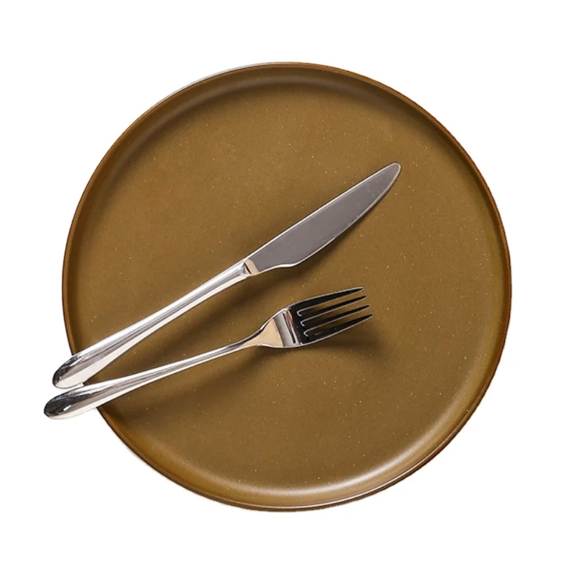 Wholesale hotel restaurant 8/10 inch porcelain round dish stoneware ceramic dinner dessert plate food plates for restaurants