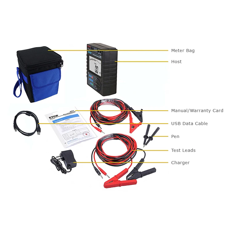 Etcr3700 Supper Large Lcd Display Dc Winding Insulation Resistance Tester