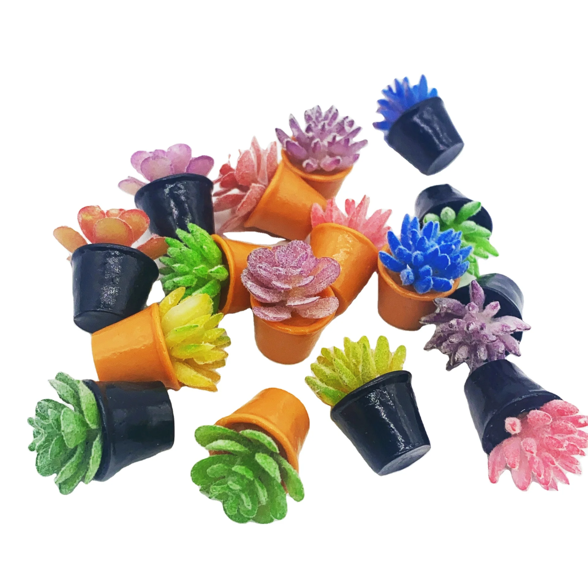 new product 2024 Dollhouse Accessories Mini Micro landscape decoration mini simulation flower succulent plant pot