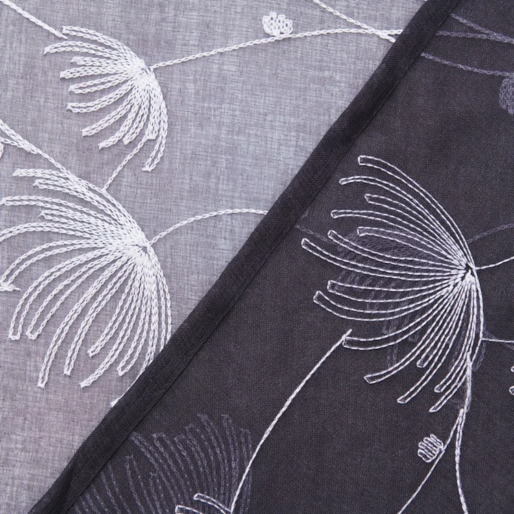 China Supplier Polyester Tulle Romantic Fancy Floral Sheer Embroidery Curtains