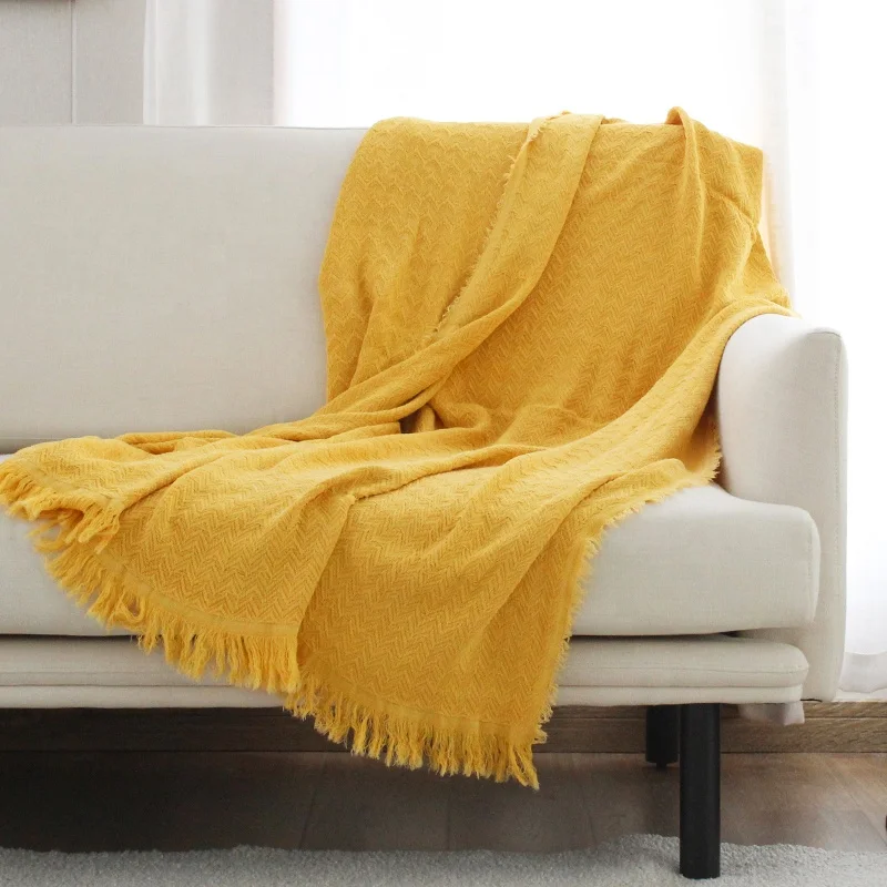 Luxurious cozy sofa throws cotton bed blankets tassel throw blanket decoration sofa