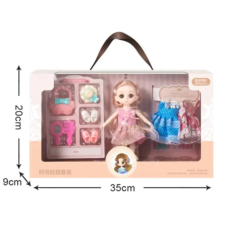 Mini Doll 13 Movable Joint Baby 3D Big Eyes Beautiful DIY Toy 10 inch fashion elegant mini girl doll