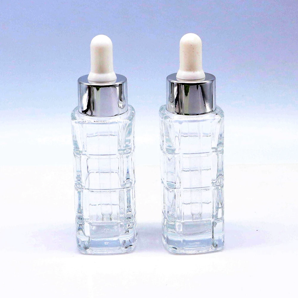 30ml luxury customized clear rectangle glass dropper bottle/15ml square custom glass essential oil bottle