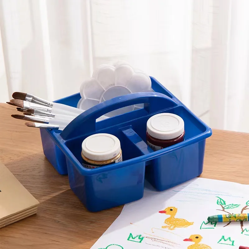 pp plastic portable compartment storage basket early education kindergarten classroom tool paint brush plastic storage basket