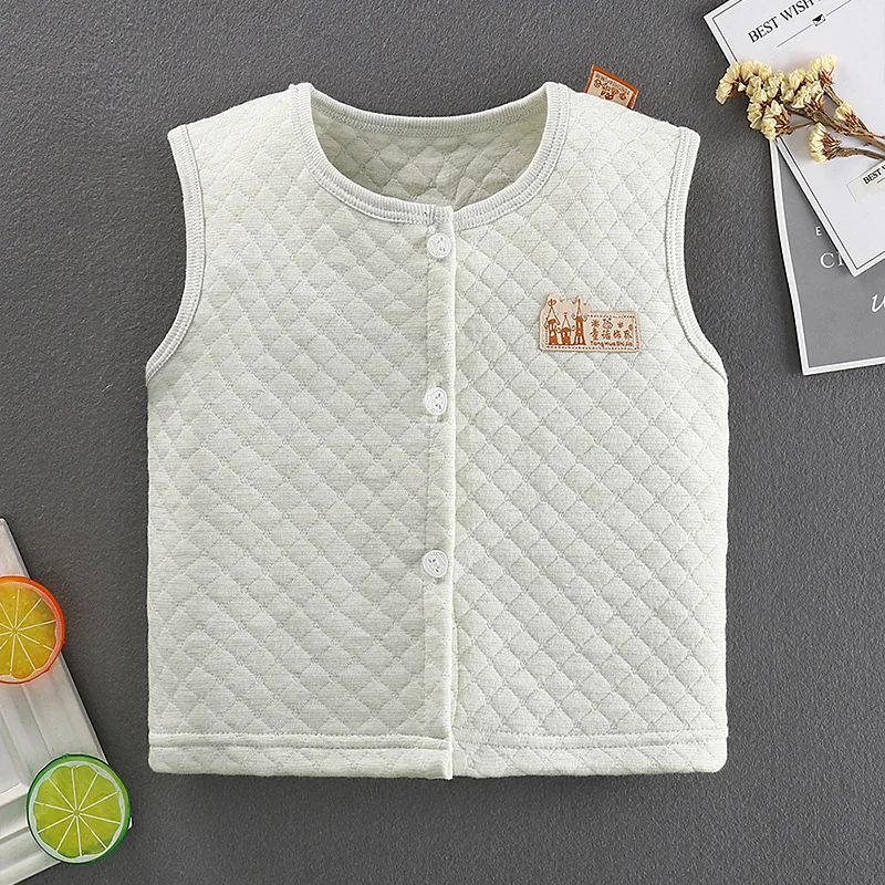
Baby cartoon comfortable and warm sleeveless vest boys and girls buttons children spring and autumn casual vest 