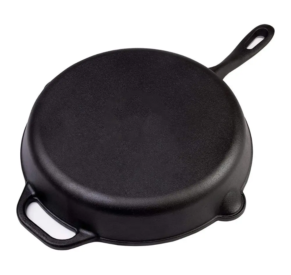 12 Inches  Cast Iron Skillet. Large Frying Pan with Helper Handle