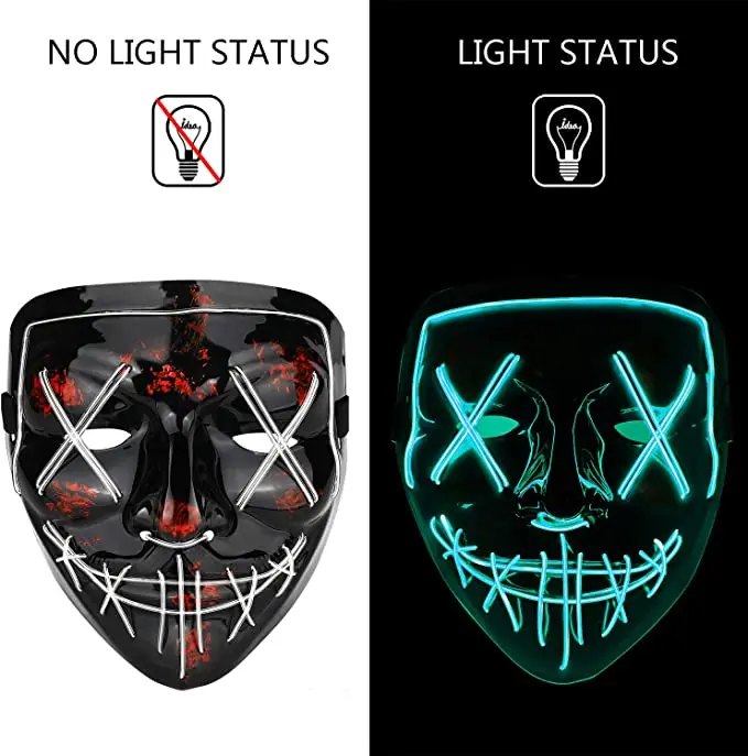 Glow In Dark Cosplay Mask Birthday Wedding Party Costume Cosplay Glowing Masker Halloween LED Glowing Mask