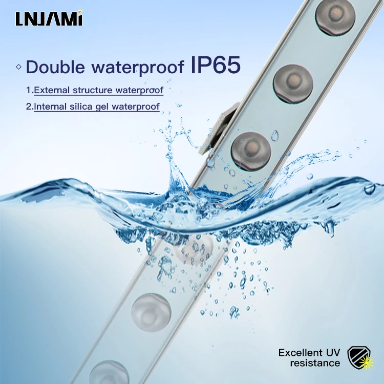 LNJAMI Building Facade Lighting Decor IP65 DC24V 24W 30W 36W LED Wall Washer Light Bar RGB DMX Light Outdoor