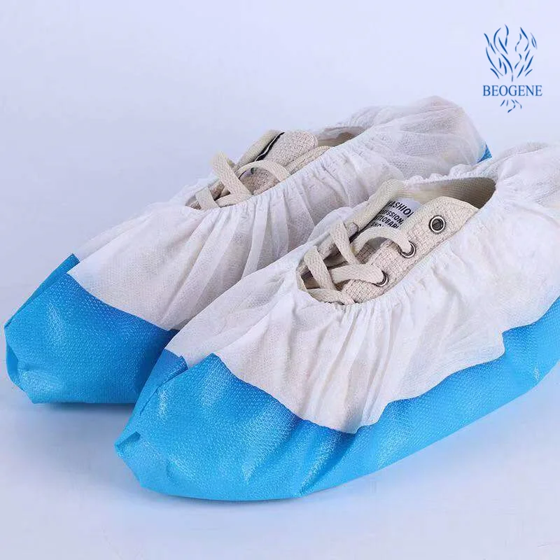 CPE disposable blue shoe cover medical non-woven hospital injection vaccine special shoe cover