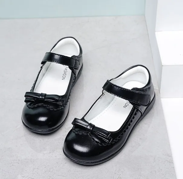 High Quality Mary Jane Flat Dress Shoes Girl Second Cow Leather Kids Back to School Shoes Girl Black White School Shoes