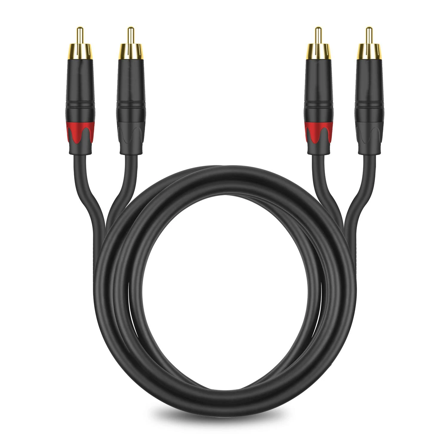 24K Gold plated 2RCA to 2RCA audio cable copper male to male/female support customized metal shell