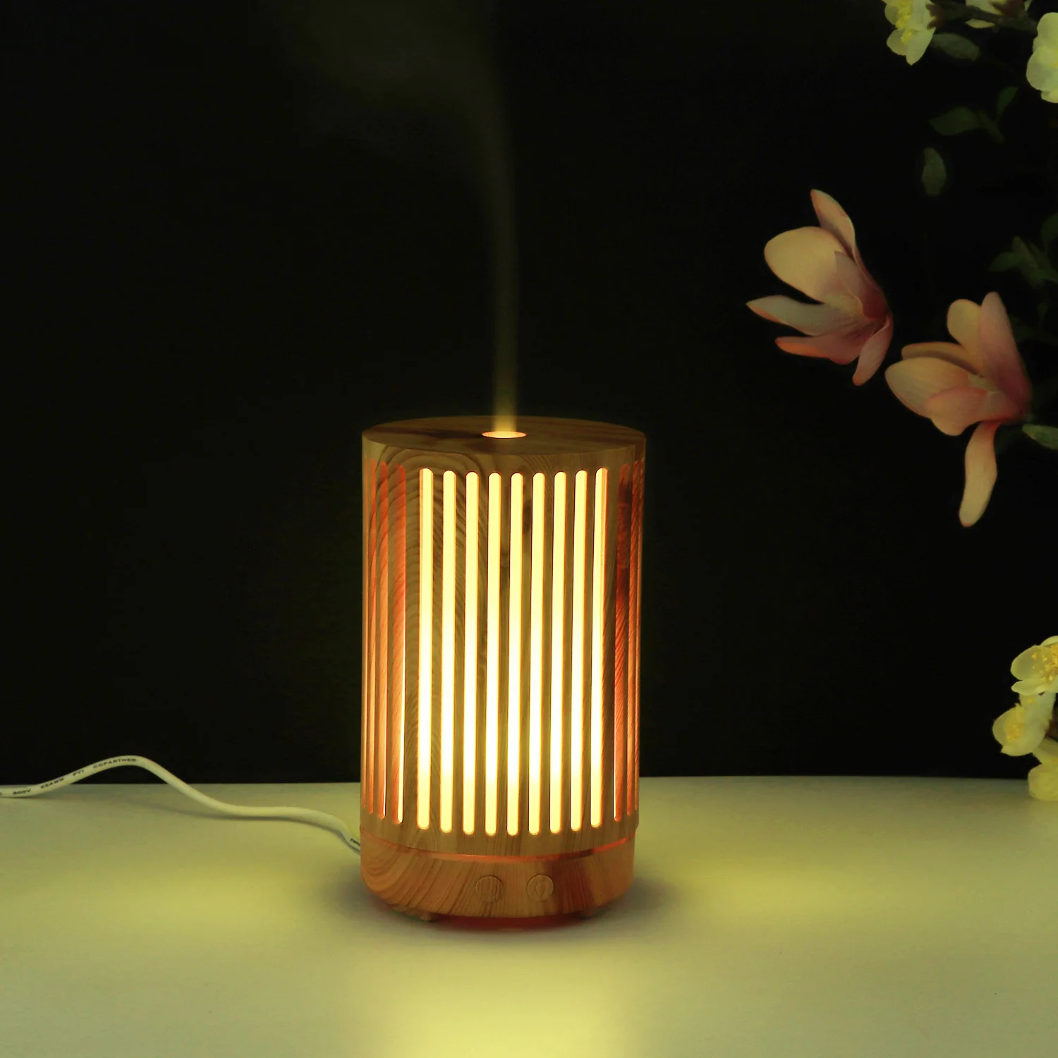  New Arrival Wifi Control Air Aroma Diffuser 200ml Wood Carving Essential Oil For