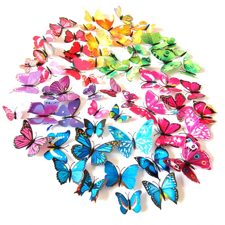 Realistic PVC 3d butterfly wall sticker home wall decorative and wedding party decorations cute butterflies stickers sheet decal