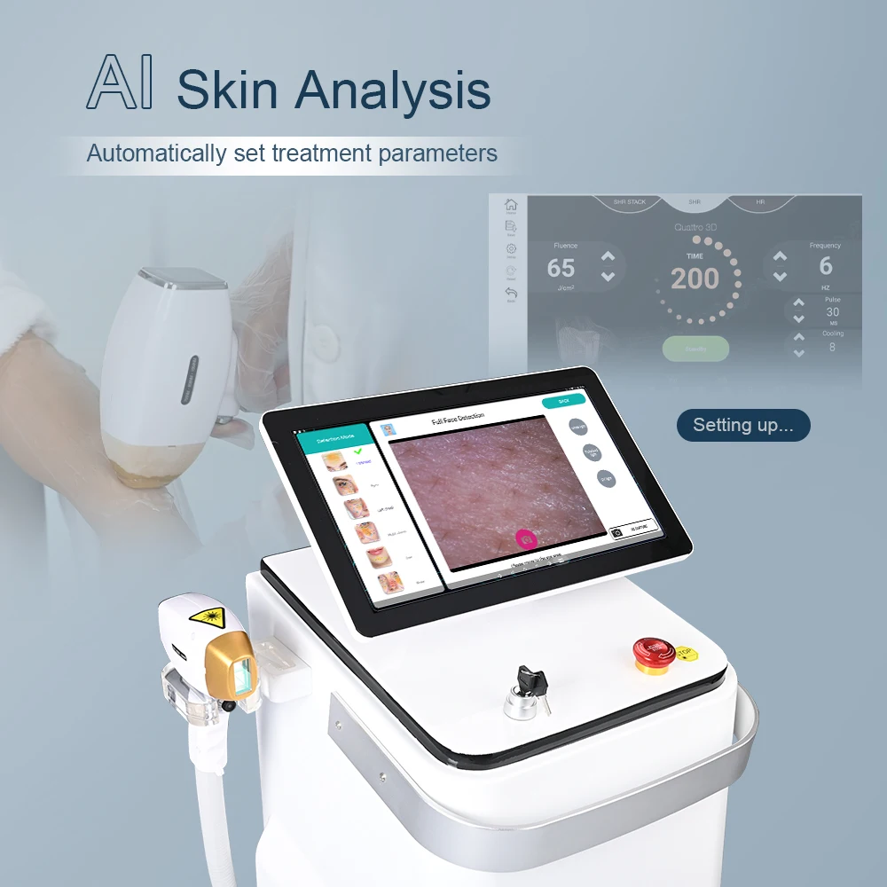 New AI smart skin analysis system ice titanium plus diode 755 808 940 1064nm laser 4 wave epilation hair removal machine