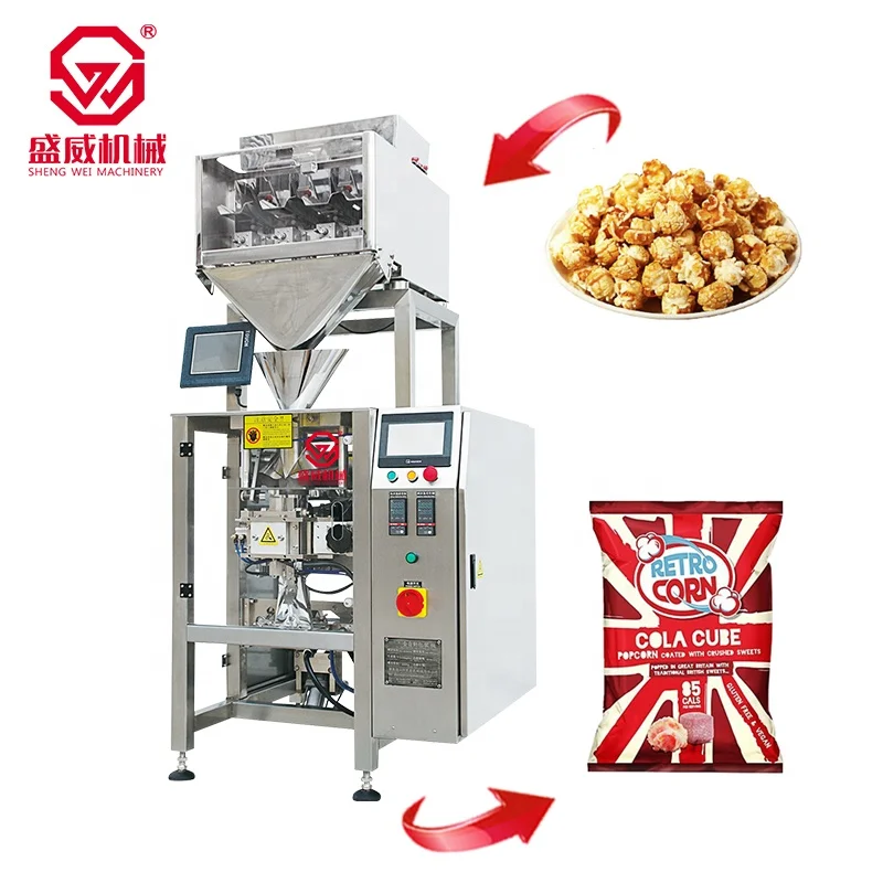 Shengwei Machinery Newest design small granule sugar salt snack popcorn pouch packing machine