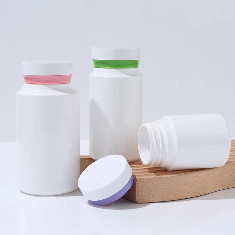 Mini Healthy Medical White PET Plastic Empty Vitamin Pill 275CC 200CC 150CC 120CC 80CC Capsule Bottle With Cap