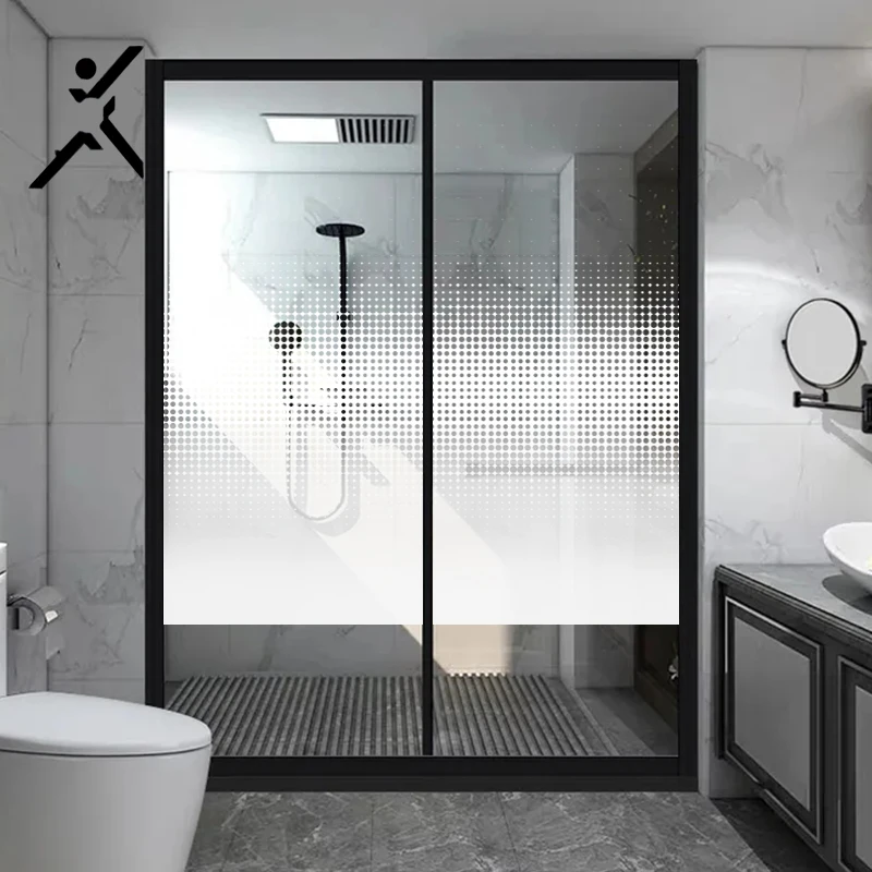 Removable Self Adhesive Unidirectional White Dot Design Peep Prevent Film Building Glass Film For Office Home Bathroom