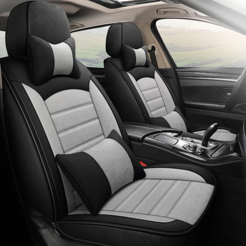 Polyester Car Seat Covers Faux Leatherette Automotive Vehicle Cushion Cover for 5 Passenger Cars & SUV Universal Fit Set