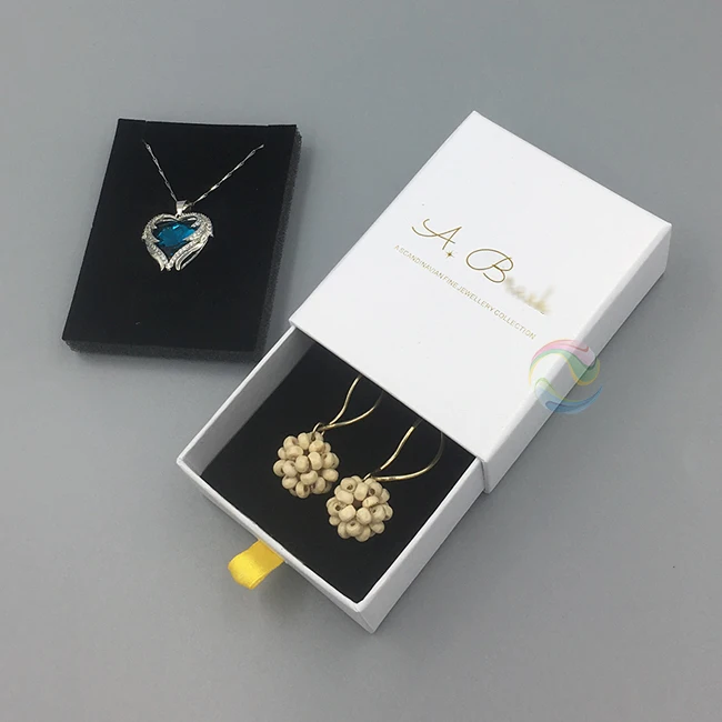 Wholesale Long Small Custom Black Paper Earring Jewellery Packaging Box With Gold LOGO