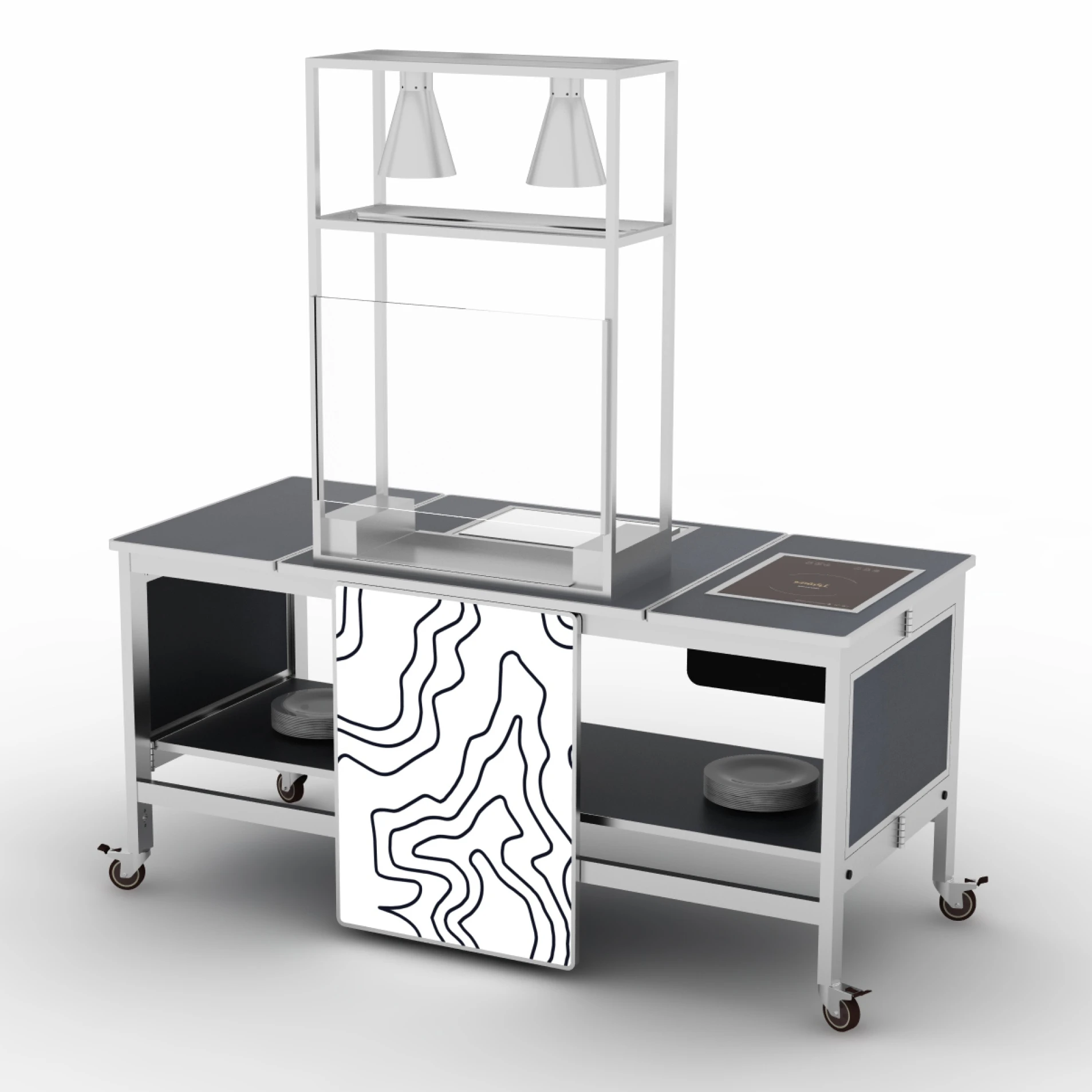 OKEY modern style  roast duck meat with Optional Induction  Elements Folding Buffets mobile Modular Buffet Stations
