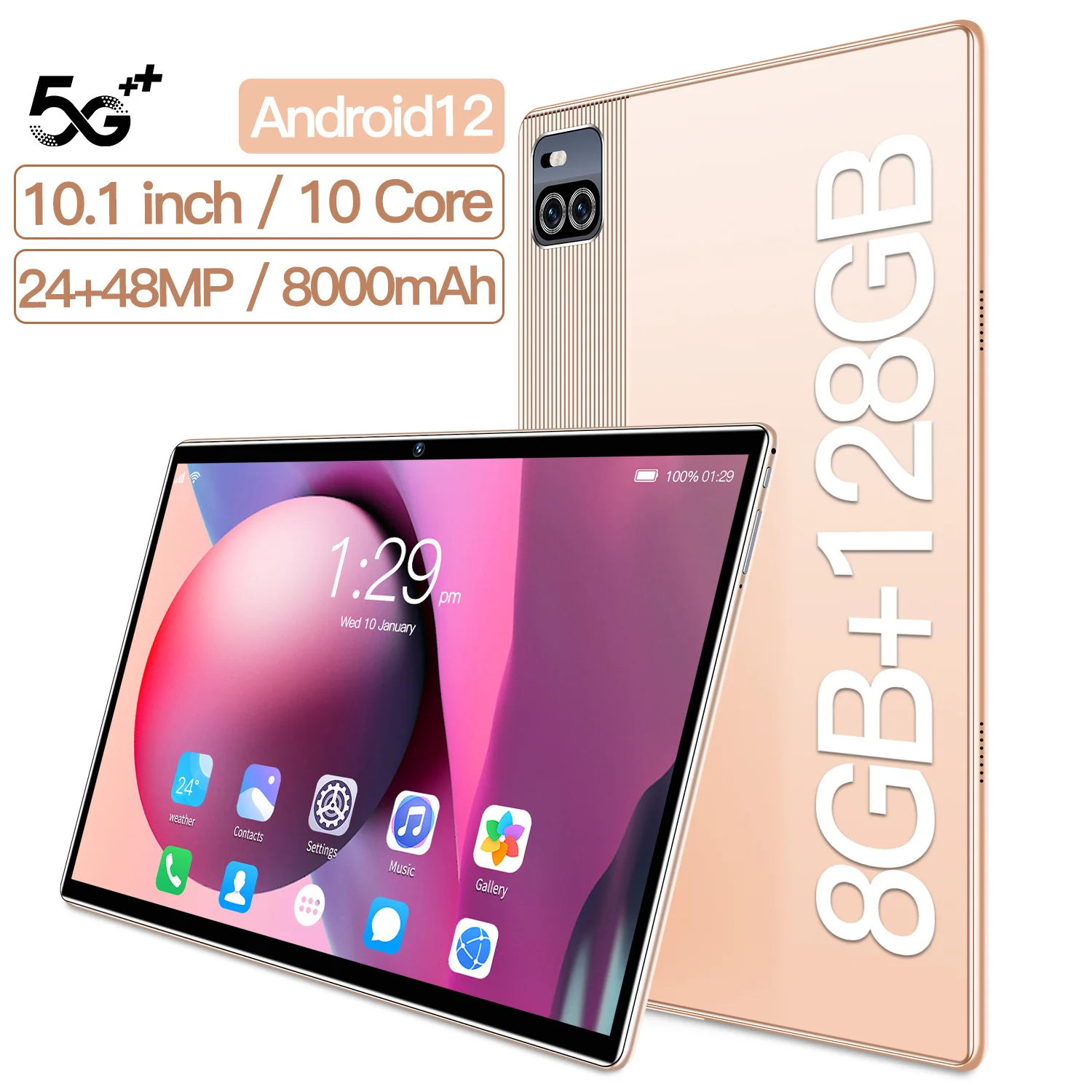 X101 Лидер продаж планшетный компьютер 8 + 128 Гб 5G SIM Восьмиядерный Android 12 10 1 дюймов аккумулятор 8000