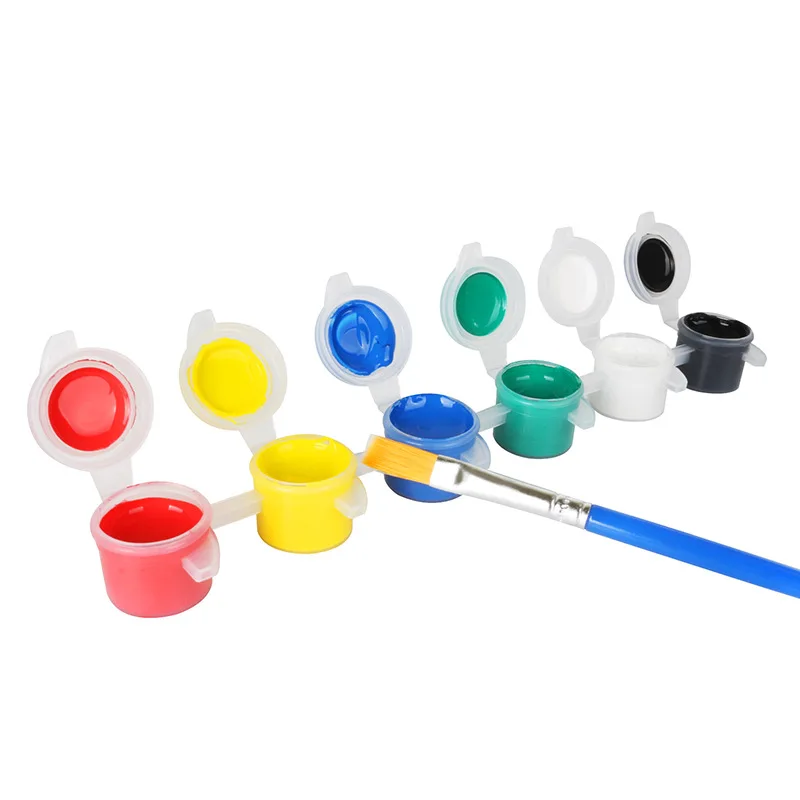 Горячая распродажа! 6 видов цветов 3 мл мини акриловые краски набор с кисточкой для детей