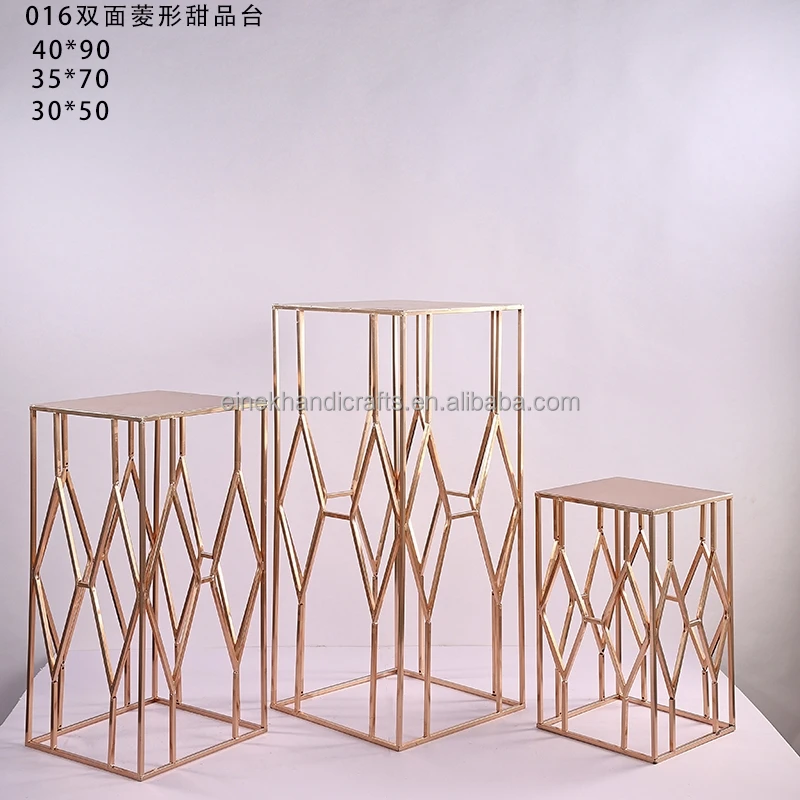 Wedding Party Dessert Table Stand Plinths Backdrop Props Decoration Dessert Golden Cake Stand Flower Pedestal Metal Gold Plinth