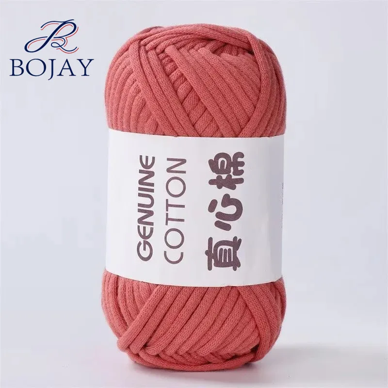 Bojay  50g Ball 68% Cotton 32% Nylon Hand Woven DIY Yarn Hollow Tube Braid Chunky Crochet Yarn