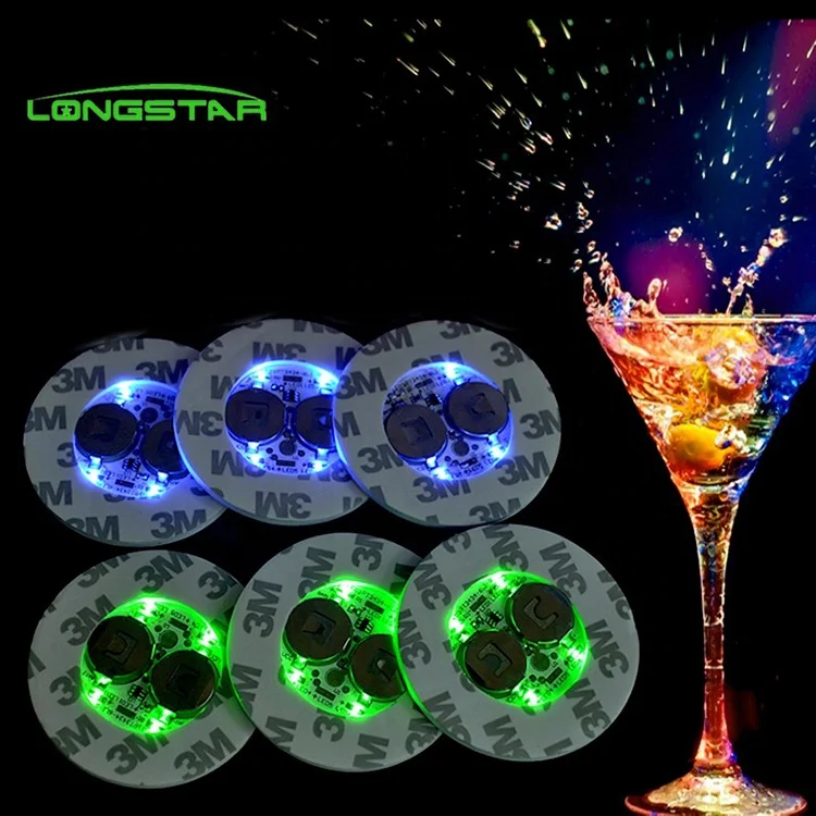 2023 Fashion Drinks Night Lights Club Beer Party Decor LED Flashing Bottle Coaster Sticker Ambient Light Night Club led sticker