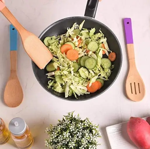 Kitchen Cooking Utensils Bamboo Spoon Spatula, 100% Bamboo, 6 of Set